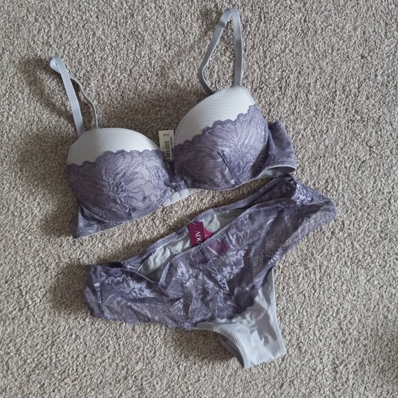 NWT Adore Me Cyla Push Up Set size 34A S purple lace/mesh - Picture 4 of 10
